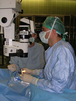 Surgeon during cataract surgery